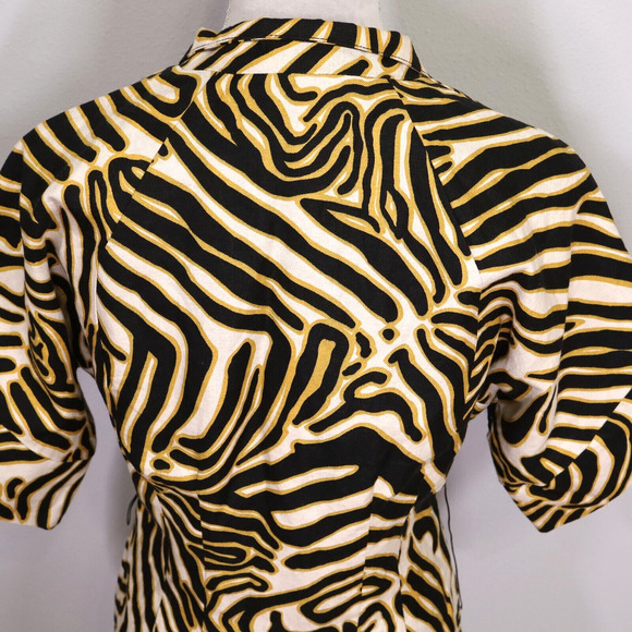 Metro Style Jacket Womens 6 Animal Print Linen Cotton Blend Snaps Lined Vintage - Picture 8 of 14